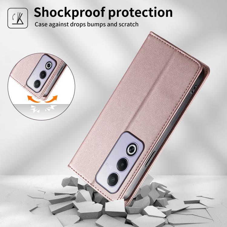 For OPPO A3 Pro 5G / A80 5G / A5 5G Global Stitched Line Magnetic RFID Vegan Leather Phone Case