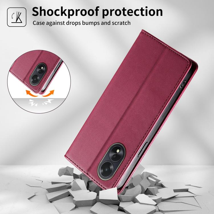For OPPO A18 / A38 Stitched Line Magnetic RFID Vegan Leather Phone Case