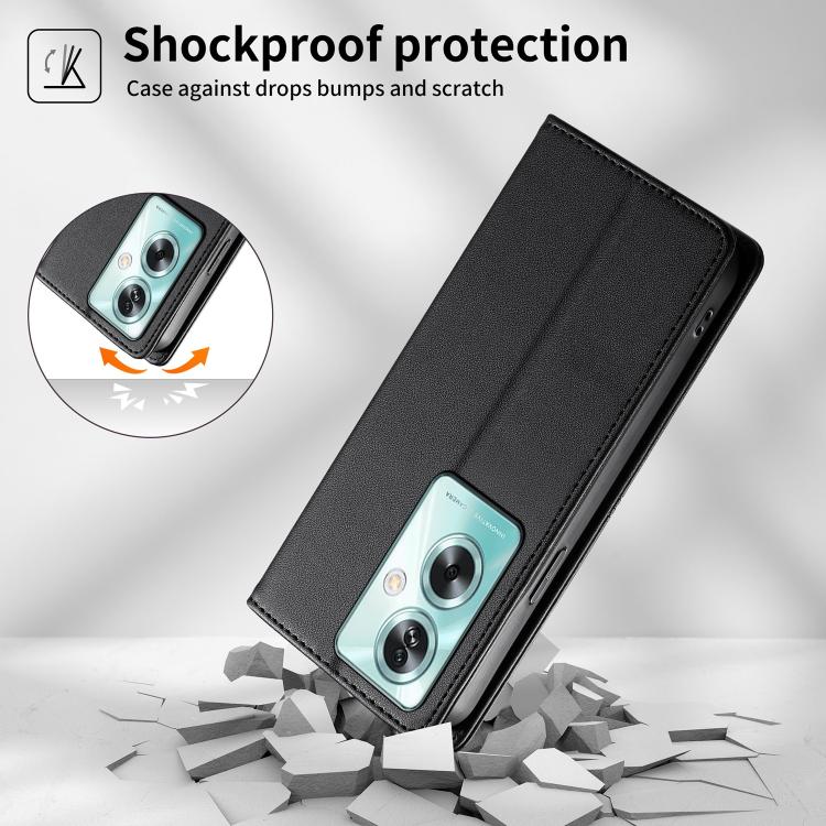 For OPPO A79 5G / OPPO A2x Stitched Line Magnetic RFID Vegan Leather Phone Case