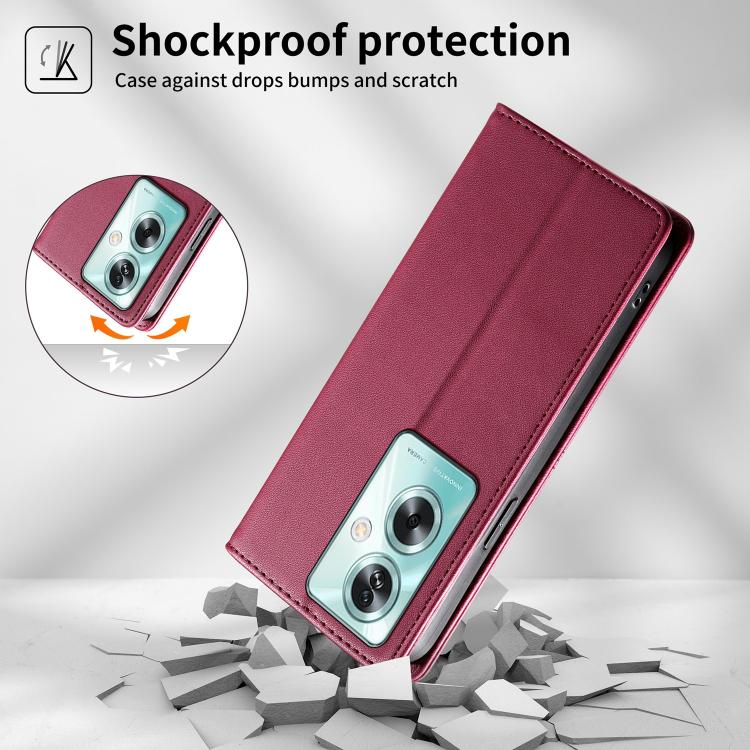 For OPPO A79 5G / OPPO A2x Stitched Line Magnetic RFID Vegan Leather Phone Case
