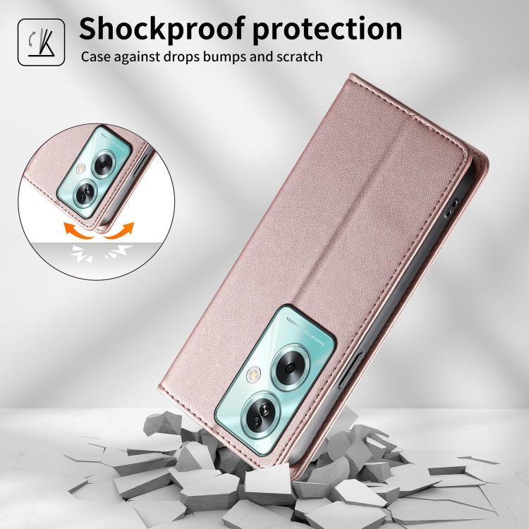 For OPPO A79 5G / OPPO A2x Stitched Line Magnetic RFID Vegan Leather Phone Case