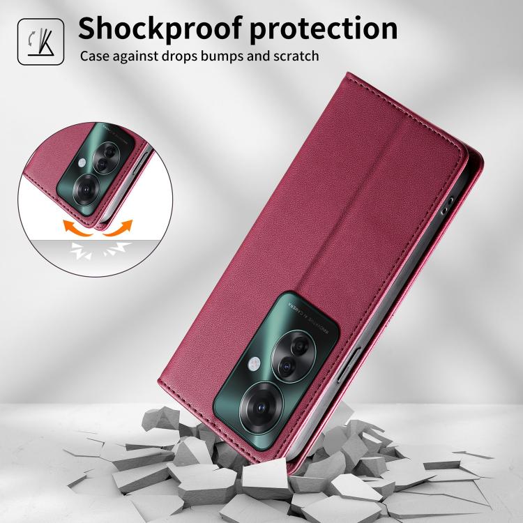 For OPPO Reno11 F / F25 Pro Stitched Line Magnetic RFID Vegan Leather Phone Case