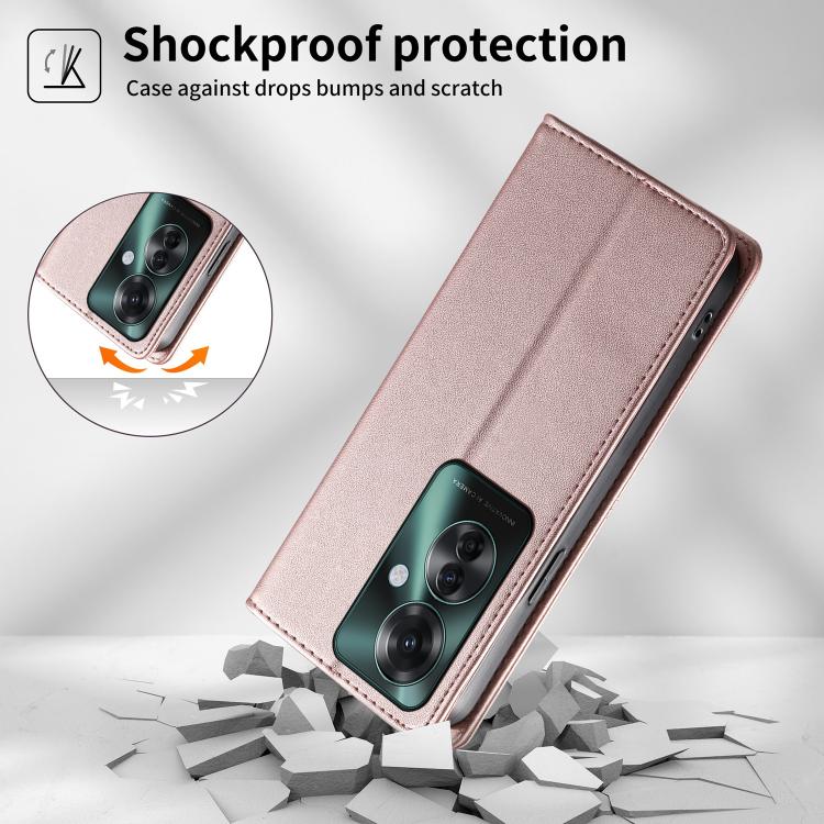 For OPPO Reno11 F / F25 Pro Stitched Line Magnetic RFID Vegan Leather Phone Case