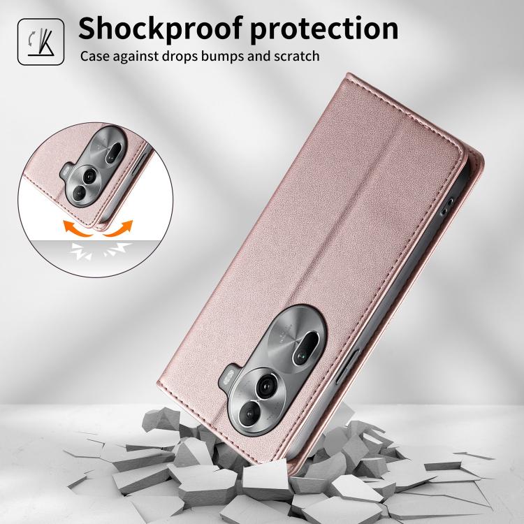 For OPPO Reno11 Pro Global Stitched Line Magnetic RFID Vegan Leather Phone Case