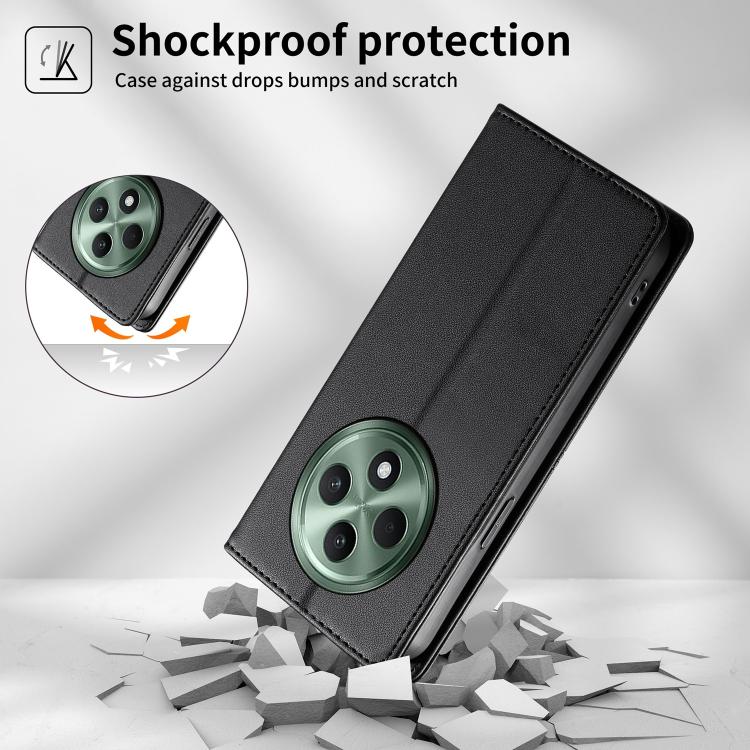 For OPPO Reno12 F 4G / 5G / F27 Stitched Line Magnetic RFID Vegan Leather Phone Case