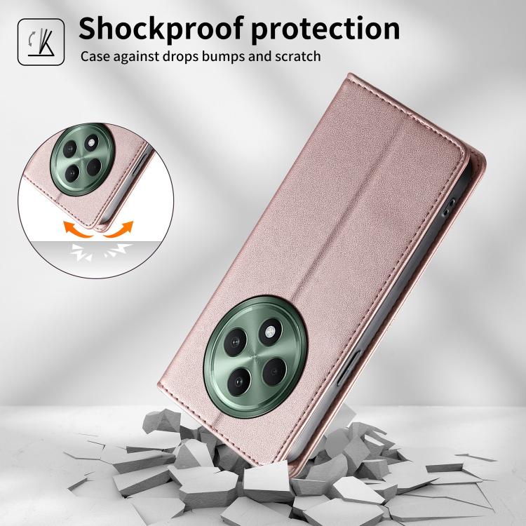 For OPPO Reno12 F 4G / 5G / F27 Stitched Line Magnetic RFID Vegan Leather Phone Case