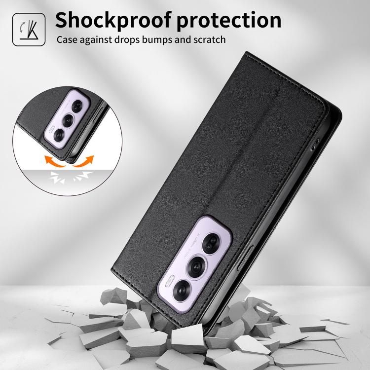 For OPPO Reno12 Pro Global Stitched Line Magnetic RFID Vegan Leather Phone Case