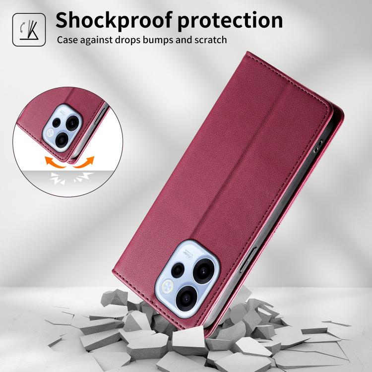For OPPO Reno15 F 5G Stitched Line Magnetic RFID Vegan Leather Phone Case