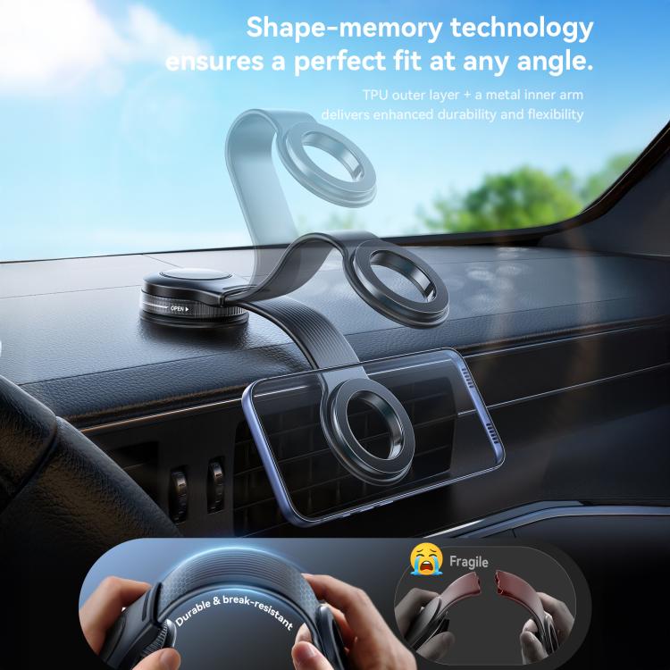 JOYROOM JR-ZS518 Vacuum Suction Cup Bendable Magnetic Phone Holder - Black