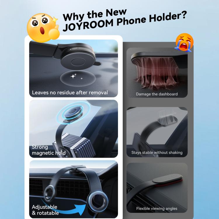 JOYROOM JR-ZS518 Vacuum Suction Cup Bendable Magnetic Phone Holder - Black