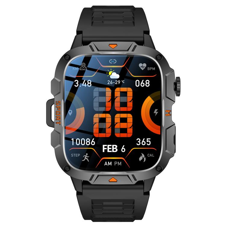 QX12 1.96-inch IPS Display Outdoor Sports IP68 Smart Watch with Flashlight