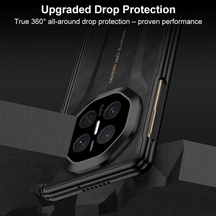 For Huawei Mate X7 GKK HD Integrated Magnetic Folding Hinge Vegan Leather Supercar Side Cover Stand Frosted Phone Case