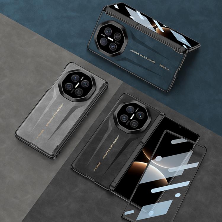 For Huawei Mate X7 GKK HD Integrated Magnetic Folding Hinge Vegan Leather Supercar Side Cover Stand Frosted Phone Case