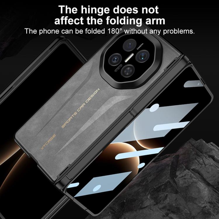 For Huawei Mate X7 GKK HD Integrated Magnetic Folding Hinge Vegan Leather Supercar Side Cover Stand Frosted Phone Case