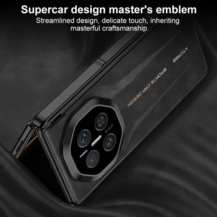 For Huawei Mate X7 GKK HD Integrated Magnetic Folding Hinge Vegan Leather Supercar Side Cover Stand Frosted Phone Case