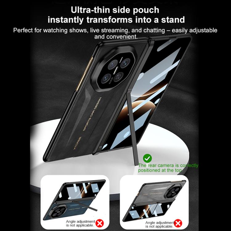 For Huawei Mate X7 GKK HD Integrated Magnetic Folding Hinge Vegan Leather Supercar Side Cover Stand Frosted Phone Case