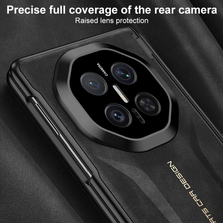 For Huawei Mate X7 GKK HD Integrated Magnetic Folding Hinge Vegan Leather Supercar Side Cover Stand Frosted Phone Case