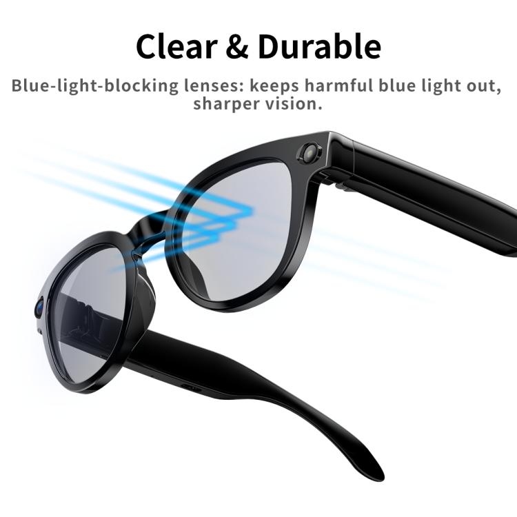 MT3 8MP Smart AI Glasses, WiFi, Touch Control, BT Call - Matte Black Frame Sunglasses + Clear Lens