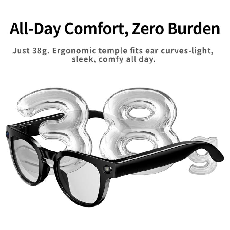 MT3 8MP Smart AI Glasses, WiFi, Touch Control, BT Call - Matte Black Frame Sunglasses + Clear Lens