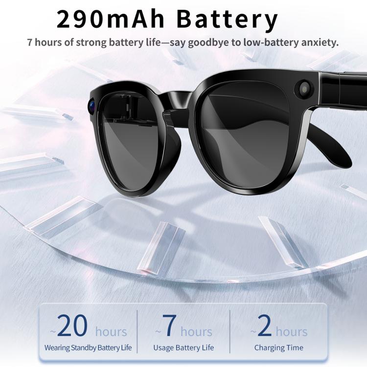 MT3 8MP Smart AI Glasses, WiFi, Touch Control, BT Call - Matte Black Frame Sunglasses + Clear Lens