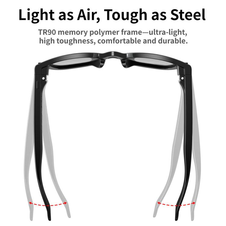 MT3 8MP Smart AI Glasses, WiFi, Touch Control, BT Call - Matte Black Frame Sunglasses + Clear Lens