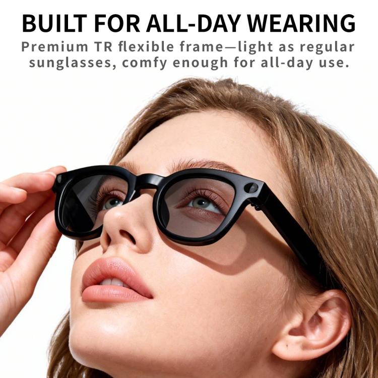 MT3 8MP Smart AI Glasses, WiFi, Touch Control, BT Call - Matte Black Frame Sunglasses + Clear Lens