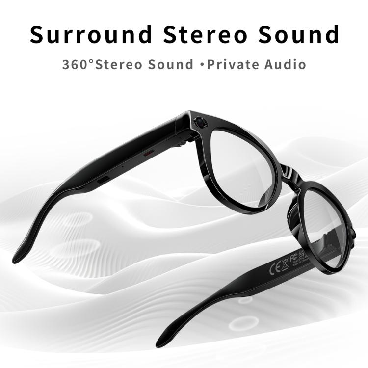 MT3 8MP Smart AI Glasses, WiFi, Touch Control, BT Call - Matte Black Frame Sunglasses + Clear Lens