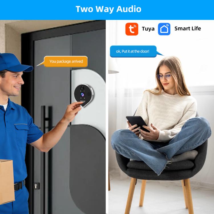 RH-PD7 4.3 inch HD Screen 360 Degree Panoramic Peephole 2.4G Wireless WiFi Video Doorbell - Gray Black