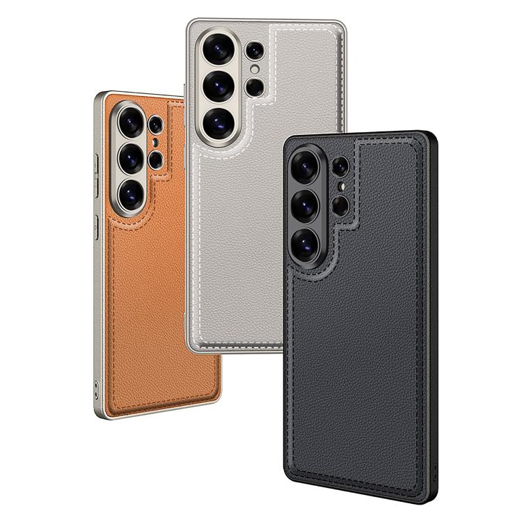 For Samsung Galaxy S26 Ultra 5G GKK Metal Paint Skin Feel Leather Stitching Phone Case