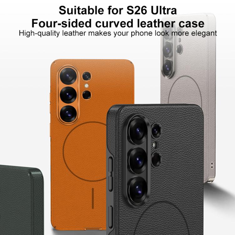 For Samsung Galaxy S26 Ultra 5G GKK Four Curves Vegan Leather Magnetic Slim Ring Full Coverage Phone Case