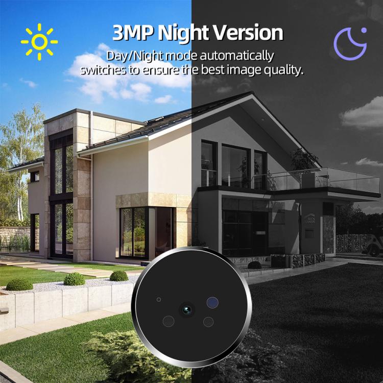 RH-PD9 4.3 inch HD Screen Microwave Radar Motion Detection Peephole WiFi Video Doorbell - Gray Black