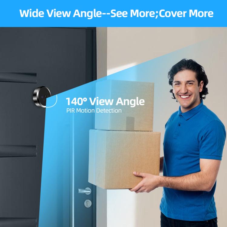 RH-PD9 4.3 inch HD Screen Microwave Radar Motion Detection Peephole WiFi Video Doorbell - Gray Black