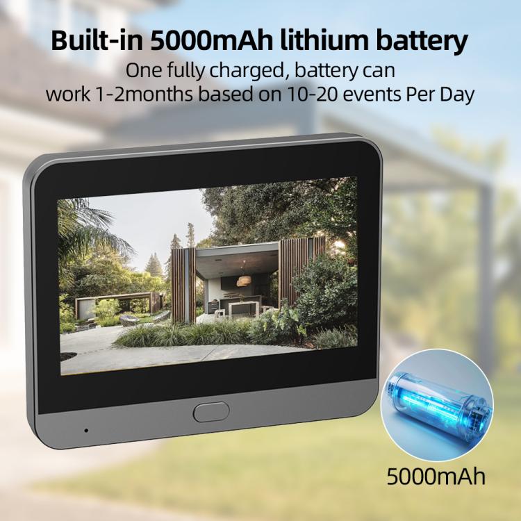 RH-PD9 4.3 inch HD Screen Microwave Radar Motion Detection Peephole WiFi Video Doorbell - Gray Black