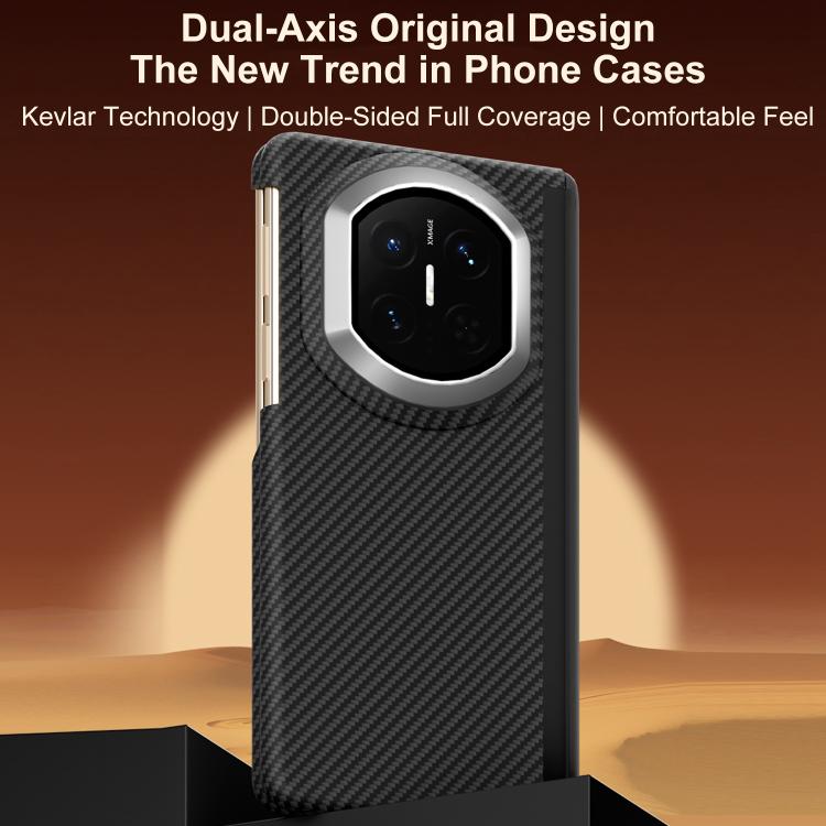 For Huawei Mate X7 600D Fine Texture Series Carbon Fiber Dual-Center Magnetic Phone Case - Black