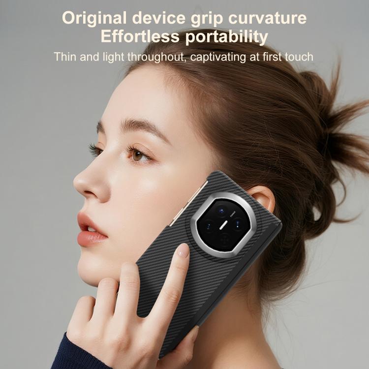 For Huawei Mate X7 600D Fine Texture Series Carbon Fiber Dual-Center Magnetic Phone Case - Black