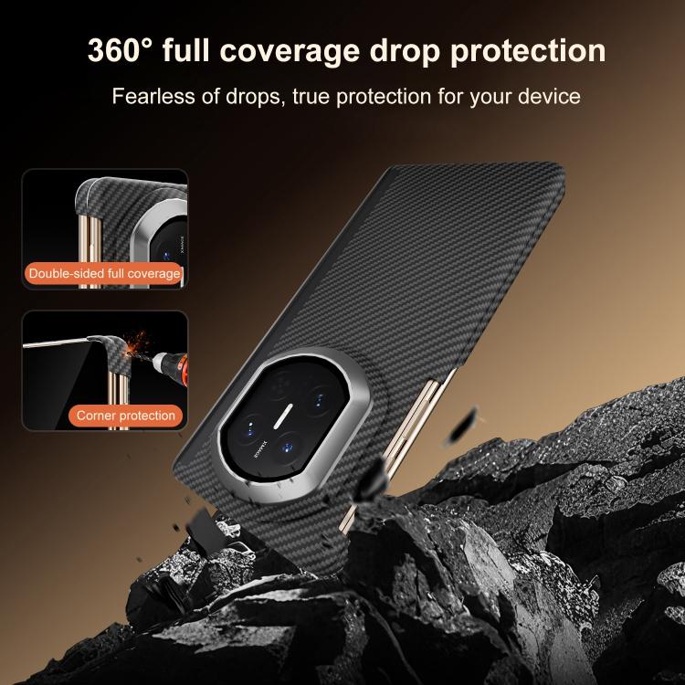 For Huawei Mate X7 600D Fine Texture Series Carbon Fiber Dual-Center Magnetic Phone Case - Black
