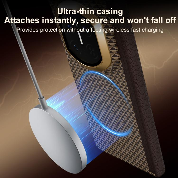 For Huawei Mate X7 Stylish Dual Axis Series Metal Frame Nanofiber Magnetic Center Phone Case