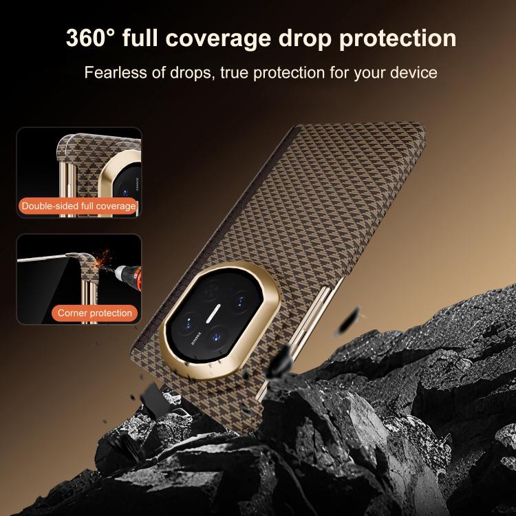 For Huawei Mate X7 Stylish Dual Axis Series Metal Frame Nanofiber Magnetic Center Phone Case