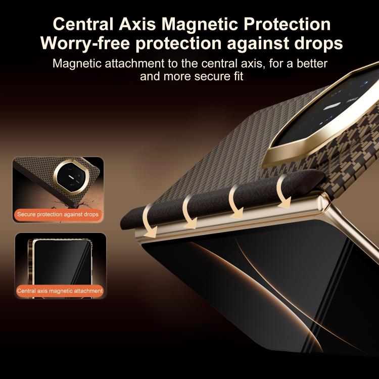 For Huawei Mate X7 Stylish Dual Axis Series Metal Frame Nanofiber Magnetic Center Phone Case
