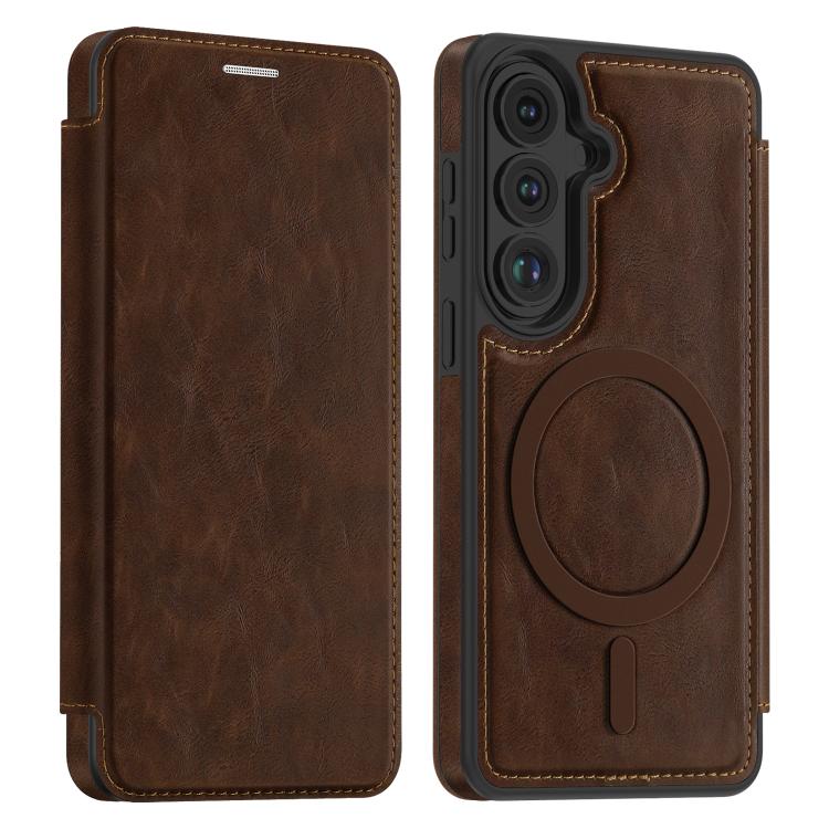 For Samsung Galaxy S26 5G Linton MagSafe Leather Phone Case