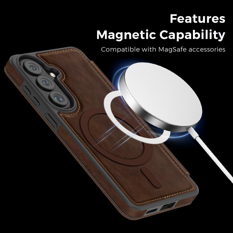 For Samsung Galaxy S26 5G Linton MagSafe Leather Phone Case