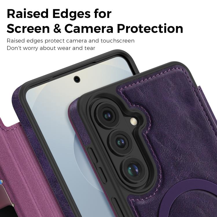 For Samsung Galaxy S26 5G Linton MagSafe Leather Phone Case