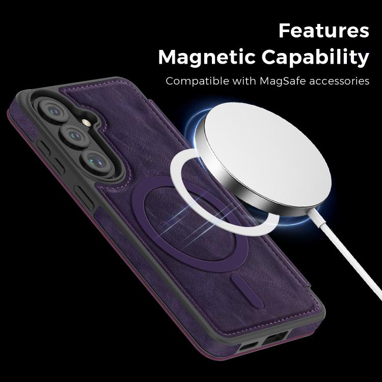 For Samsung Galaxy S26 5G Linton MagSafe Leather Phone Case