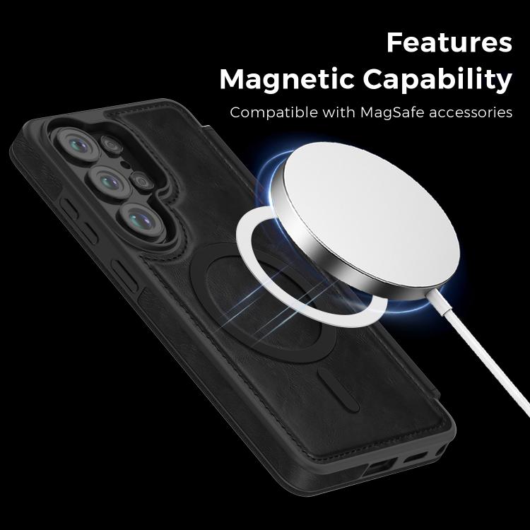 For Samsung Galaxy S26 Ultra 5G Linton MagSafe Leather Phone Case