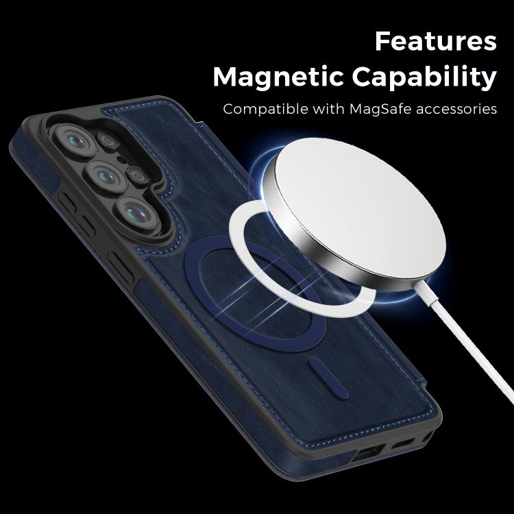 For Samsung Galaxy S26 Ultra 5G Linton MagSafe Leather Phone Case