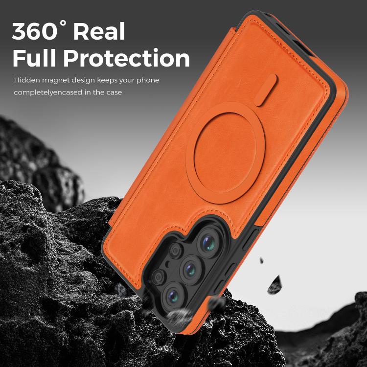 For Samsung Galaxy S26 Ultra 5G Linton MagSafe Leather Phone Case