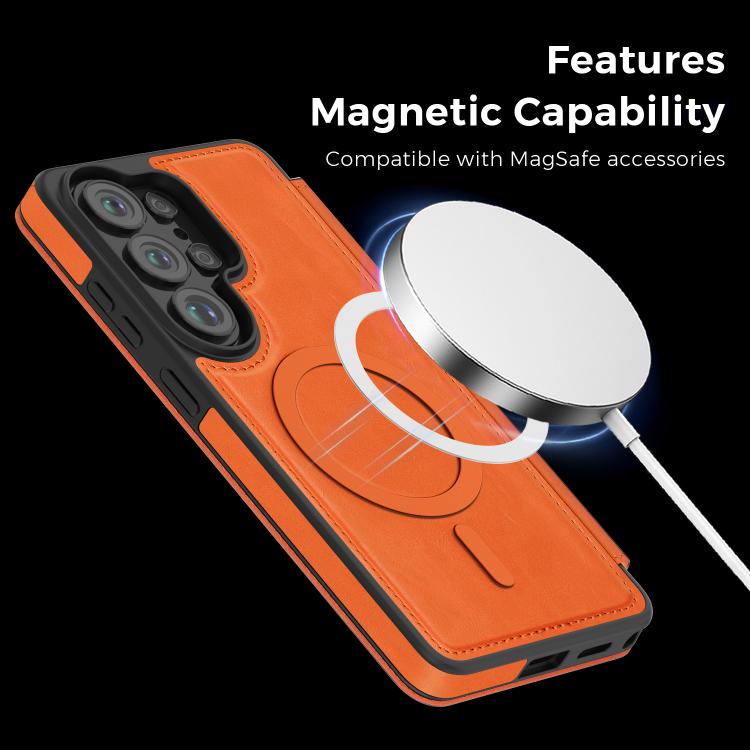 For Samsung Galaxy S26 Ultra 5G Linton MagSafe Leather Phone Case