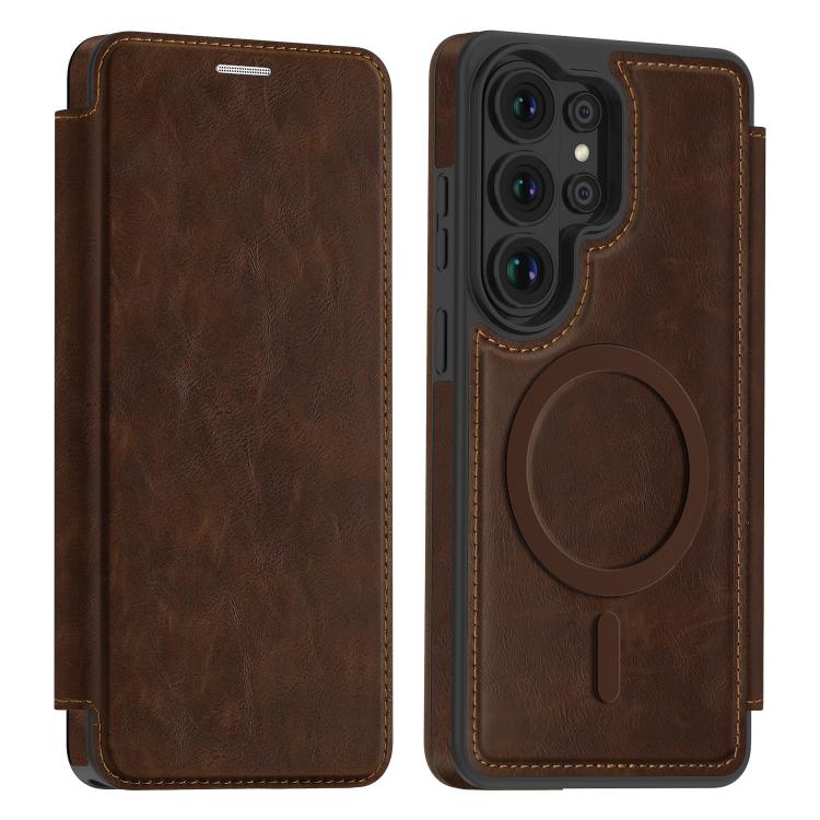 For Samsung Galaxy S26 Ultra 5G Linton MagSafe Leather Phone Case