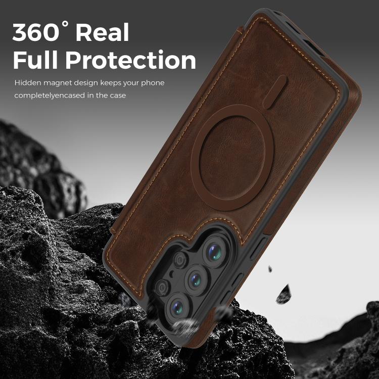 For Samsung Galaxy S26 Ultra 5G Linton MagSafe Leather Phone Case