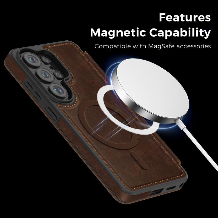 For Samsung Galaxy S26 Ultra 5G Linton MagSafe Leather Phone Case